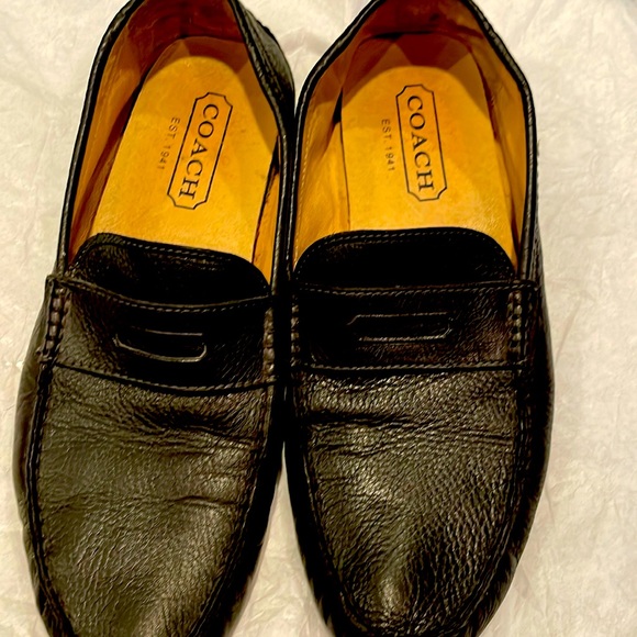 Coach Men's Dark Leather Slip-Ons - Picture 1 of 6